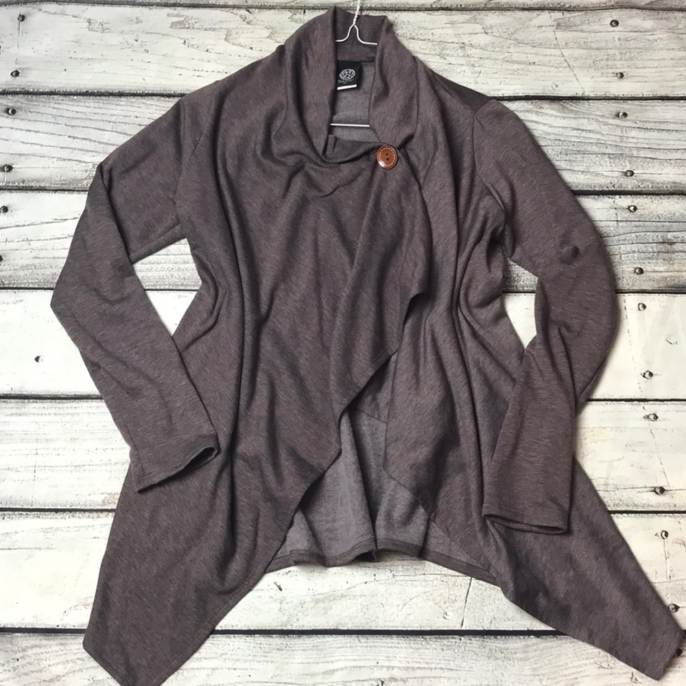 Bobeau button detail drape cardigan